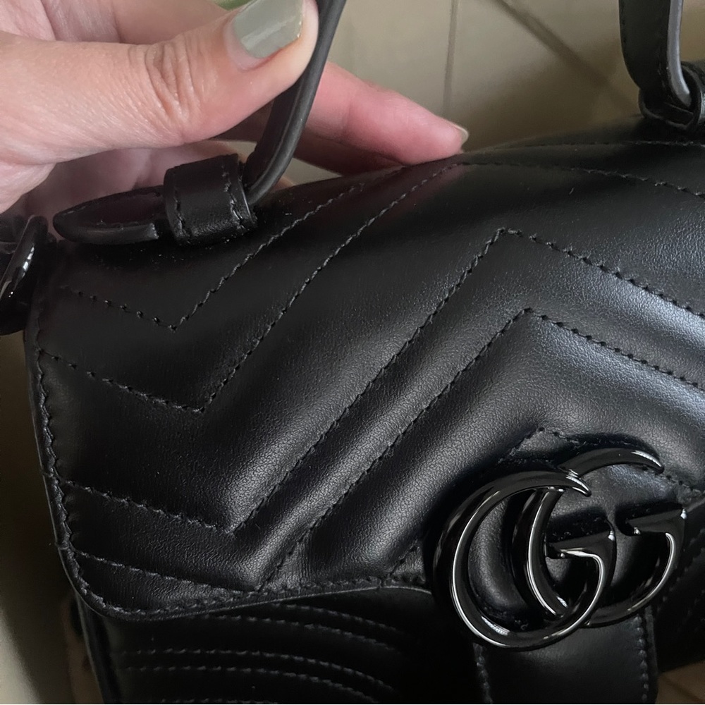 ❌SOLD❌NEW GUCCI Mini Marmont Top Handle SO Black Crossbody Bag - Picture 14 of 14